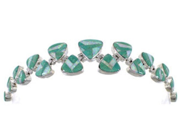 Whiterock Sterling Silver Turquoise Opal Inlay Link Bracelet HS32992